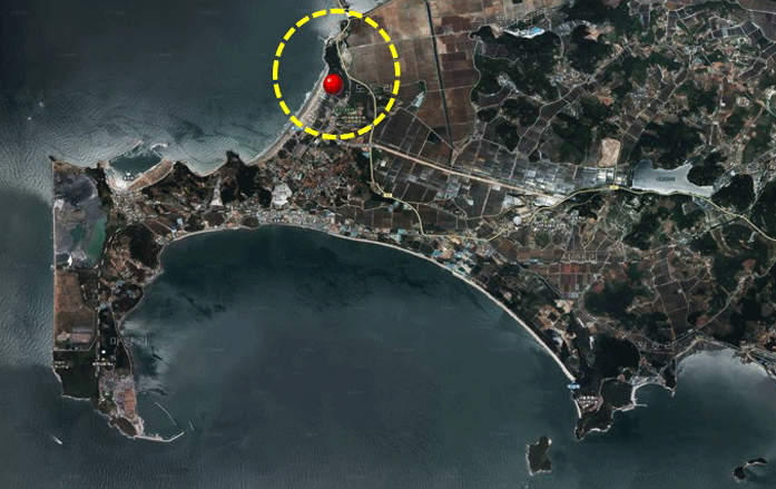 충장해수욕장호텔 실사 지도로 위치를 나타내고 있는 위치도 사진입니다.